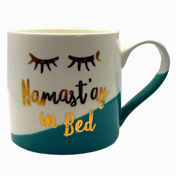 SLANT NAMASTAY IN BED MEDITATION COFFEE DRINK 20OZ MUG CUP - Picture 2 of 6